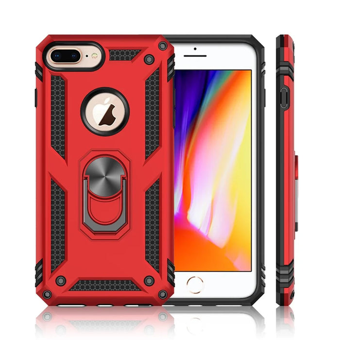 Hybrid PC TPU Kickstand Armor Style Phone Case for iPhone 6 Plus/7 Plus/8 Plus 5.5 inch - Red - 3
