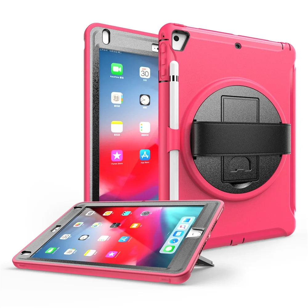 360° Swivel Kickstand PC + TPU Tablet Case with Pen Slot and Hand Strap for iPad Air (2013)/Air 2/9.7-inch (2017)/(2018)/iPad Pro 9.7-inch(2016) - Rose - 3