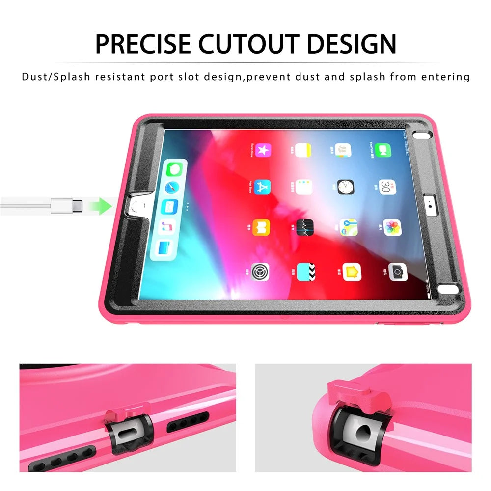 360° Swivel Kickstand PC + TPU Tablet Case with Pen Slot and Hand Strap for iPad Air (2013)/Air 2/9.7-inch (2017)/(2018)/iPad Pro 9.7-inch(2016) - Rose - 5