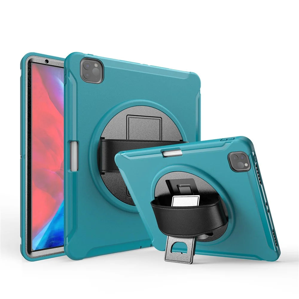 360° Swivel Kickstand PC + TPU Tablet Case with Pen Slot and Hand Strap for iPad Pro 12.9 (2020) / (2018) - Green - 1