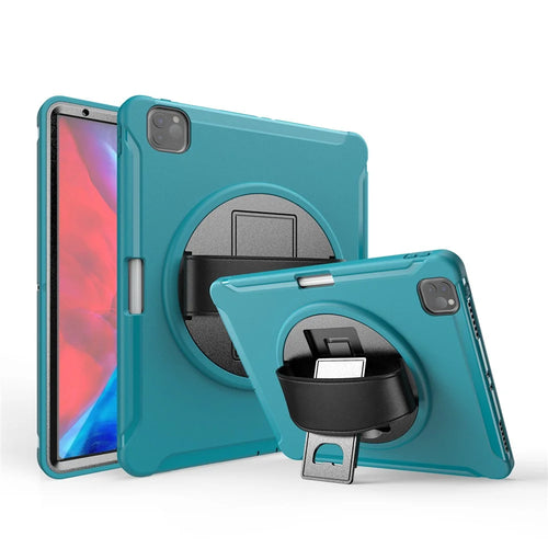 360° Swivel Kickstand PC + TPU Tablet Case with Pen Slot and Hand Strap for iPad Pro 12.9 (2020) / (2018) - Green - 1