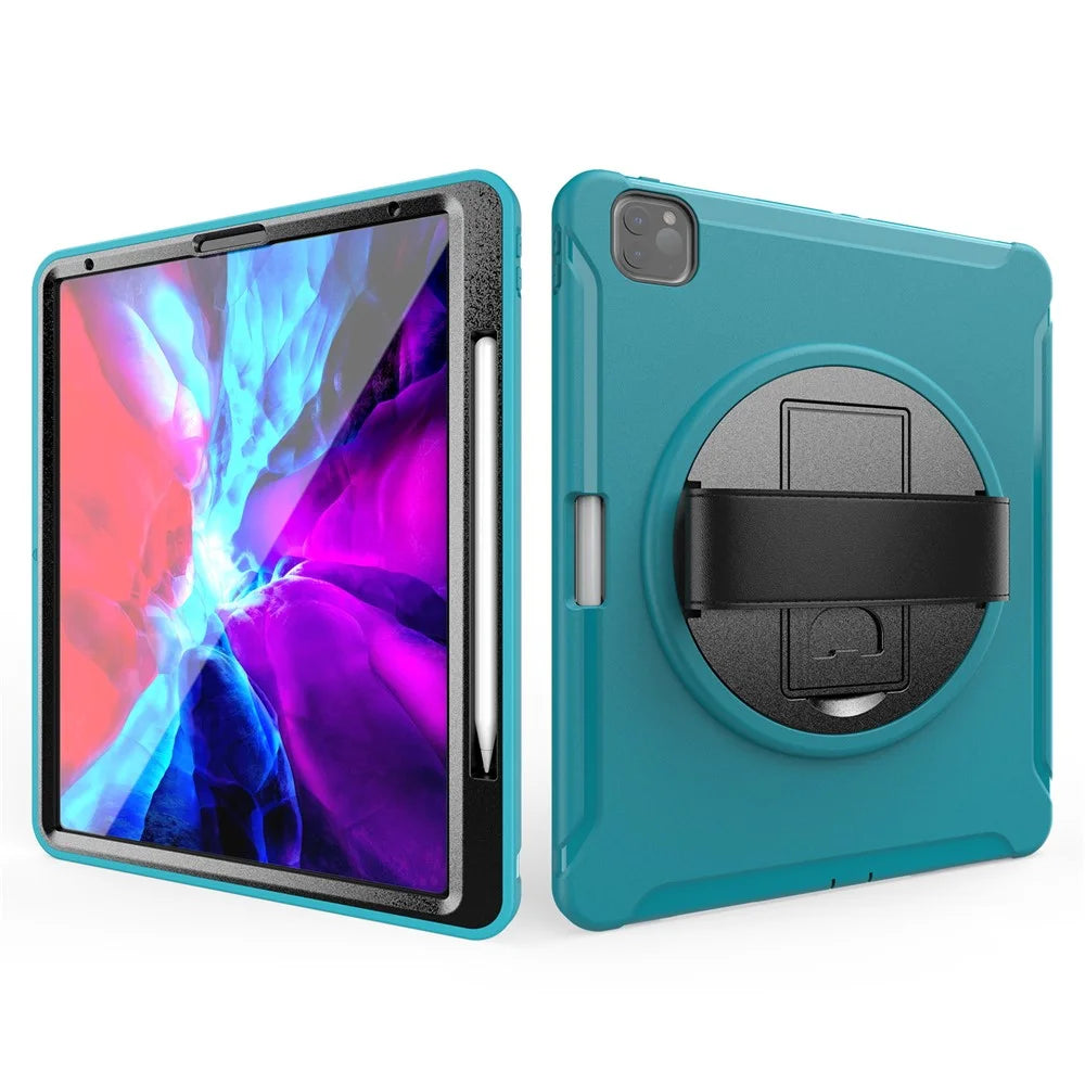 360° Swivel Kickstand PC + TPU Tablet Case with Pen Slot and Hand Strap for iPad Pro 12.9 (2020) / (2018) - Green - 2