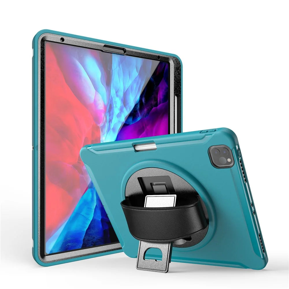360° Swivel Kickstand PC + TPU Tablet Case with Pen Slot and Hand Strap for iPad Pro 12.9 (2020) / (2018) - Green - 4