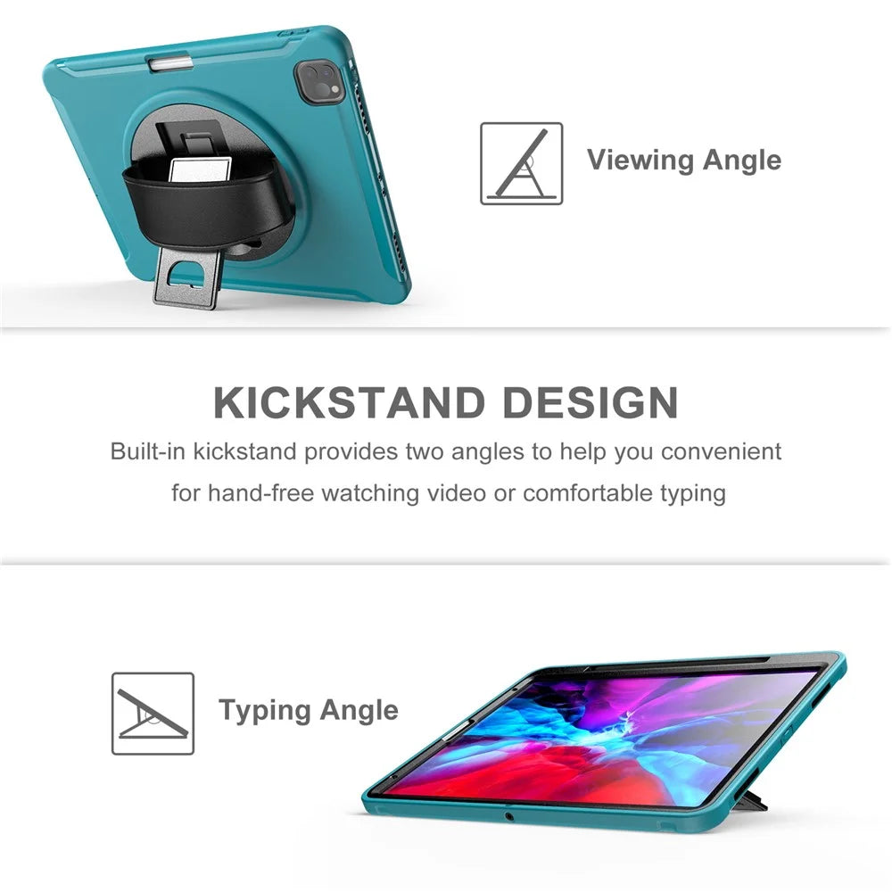 360° Swivel Kickstand PC + TPU Tablet Case with Pen Slot and Hand Strap for iPad Pro 12.9 (2020) / (2018) - Green - 7