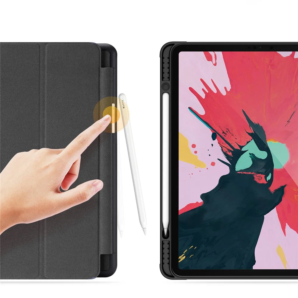 DUX DUCIS DOMO Series Microfiber Lining Tri-fold Leather Auto Sleep / Wake Tablet Cover with Pen Holder for iPad Pro 12.9 (2022) / (2021) / (2020) / (2018) - Black - 3