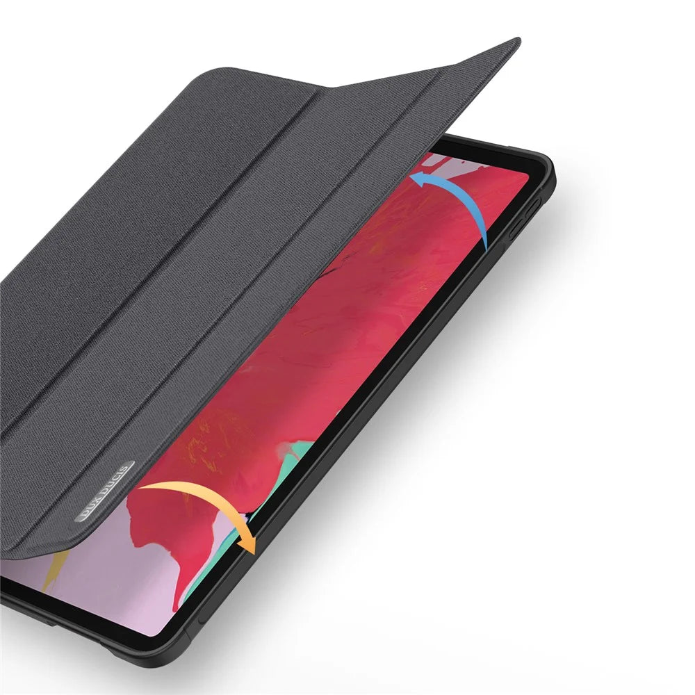 DUX DUCIS DOMO Series Microfiber Lining Tri-fold Leather Auto Sleep / Wake Tablet Cover with Pen Holder for iPad Pro 12.9 (2022) / (2021) / (2020) / (2018) - Black - 4