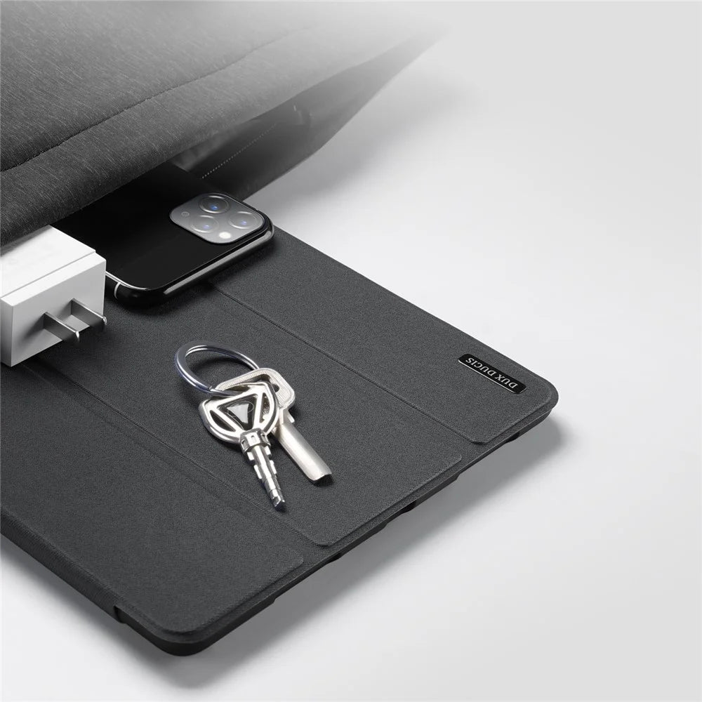 DUX DUCIS DOMO Series PU Leather TPU Back Tri-fold Stand Auto Sleep / Wake Tablet Cover with Pen Holder for iPad Pro 11 (2022) / (2021) / (2020) - Black - 5