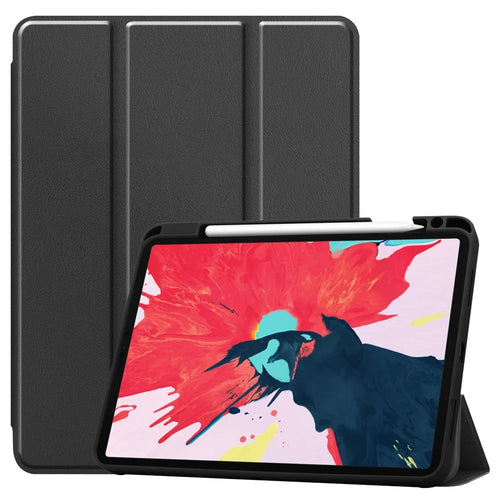Stand Leather Tablet Case with Pen Slot for iPad Air 11 (2026) / (2025) / (2024) / Air (2022) (2020) / Pro 11 (2022) (2021) (2020) (2018) - Black - 1