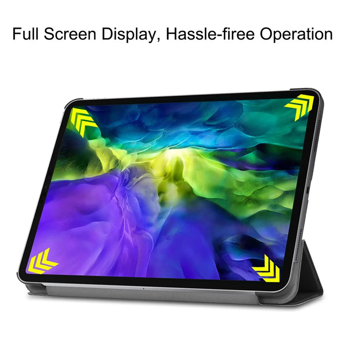 PU Leather Stable Tri-fold Stand Cover Hard Back Shell with Auto Sleep / Wake for iPad Pro 11-inch (2022) / (2021) / (2020) / (2018) - Black - 4