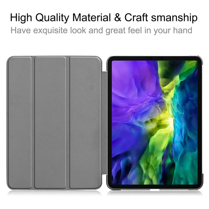 PU Leather Stable Tri-fold Stand Cover Hard Back Shell with Auto Sleep / Wake for iPad Pro 11-inch (2022) / (2021) / (2020) / (2018) - Black - 6