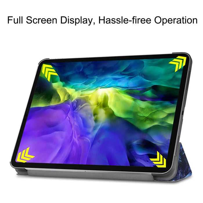 Printing Surface Tri-fold Stand Leather Smart Case for iPad Pro 11-inch (2022) / (2021) / (2020) / (2018) Tablet Cover - Painting Galaxy - 4