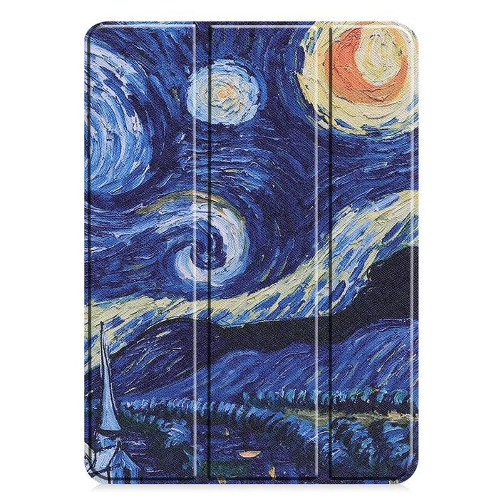 Printing Surface Tri-fold Stand Leather Smart Case for iPad Pro 11-inch (2022) / (2021) / (2020) / (2018) Tablet Cover - Painting Galaxy - 7