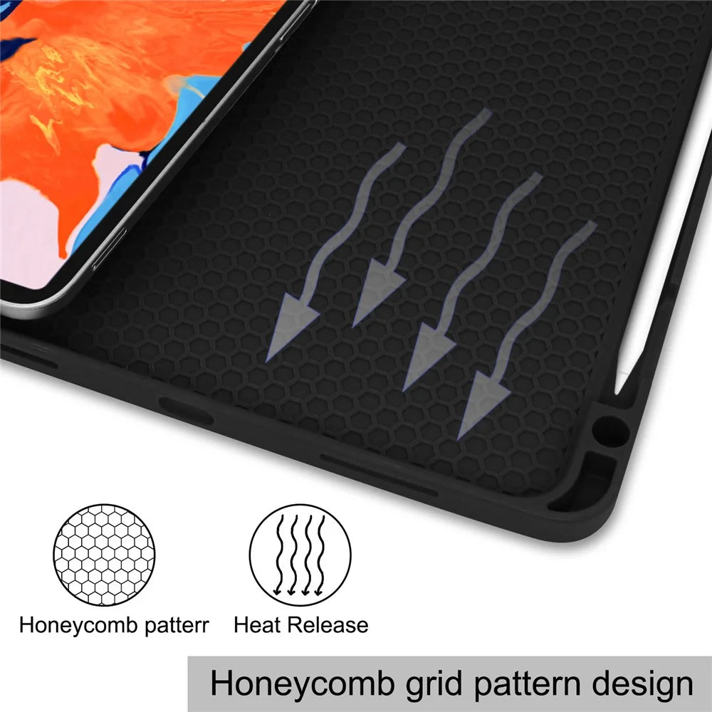 Business Tri-fold Stand PU Leather Soft TPU Back Auto Wake / Sleep Cover with Pencil Holder for iPad Pro 12.9 (2022) / (2021) / (2020) / (2018) - Black - 6