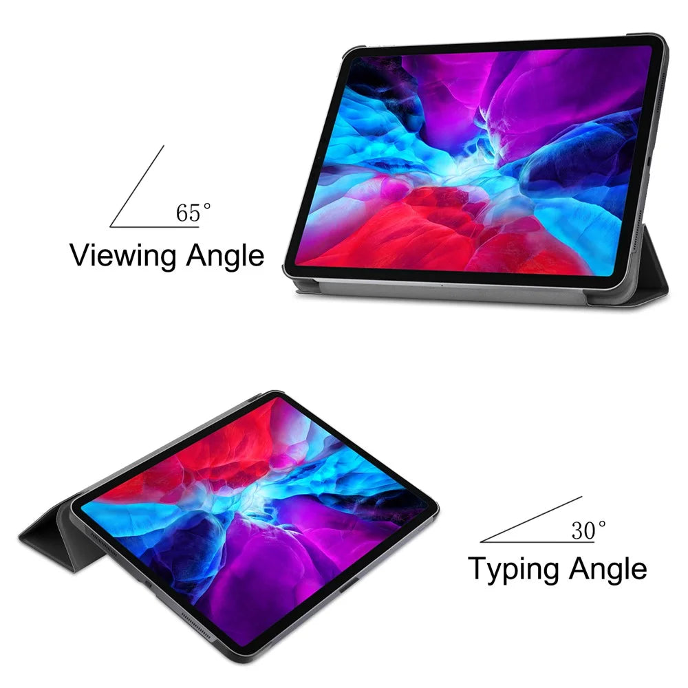 Leather Cover for iPad Air 13 (2026) / (2025) / (2024) / Pro 12.9 (2022) / (2021) / (2020) / (2018) Folio Stand Auto Sleep / Wake Tablet Case - Black - 3