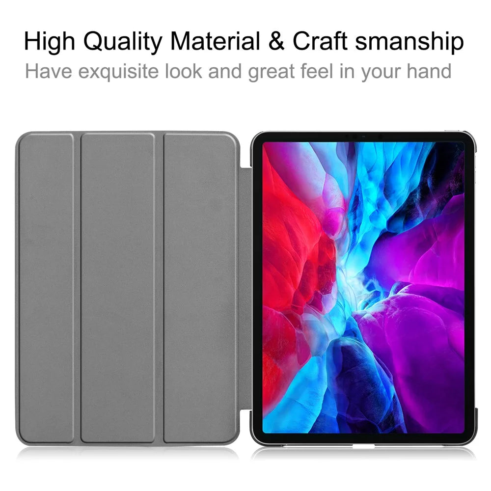 Leather Cover for iPad Air 13 (2026) / (2025) / (2024) / Pro 12.9 (2022) / (2021) / (2020) / (2018) Folio Stand Auto Sleep / Wake Tablet Case - Black - 6