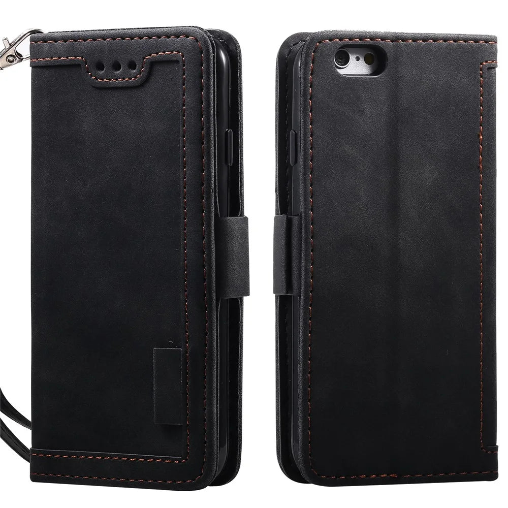 Retro Splicing PU Leather Wallet Magnetic Phone Cover for iPhone 8 / 7 / SE (2020) /SE (2022) 4.7 inch - Black - 2