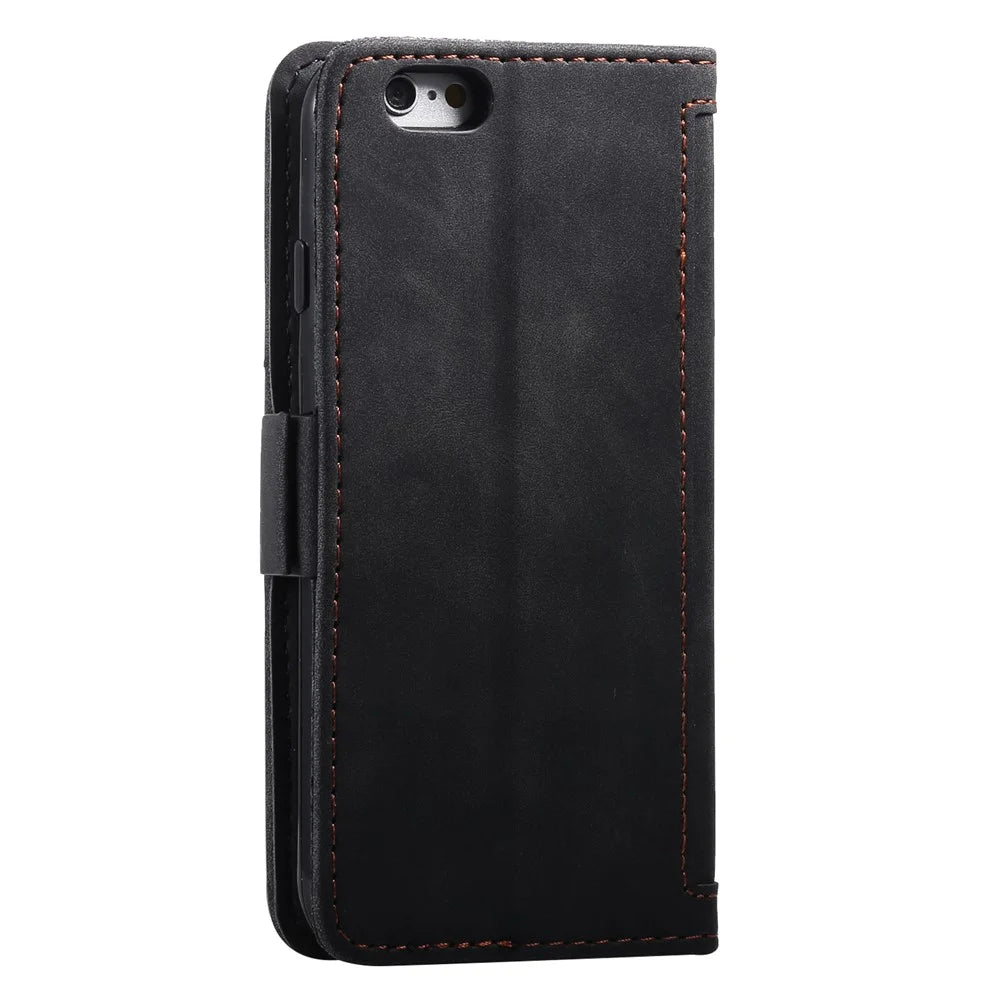 Retro Splicing PU Leather Wallet Magnetic Phone Cover for iPhone 8 / 7 / SE (2020) /SE (2022) 4.7 inch - Black - 5