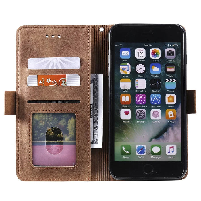 Vintage Splicing Style Wallet Stand Leather Phone Shell for iPhone 7 Plus/8 Plus 5.5 inch -  Grey - 6