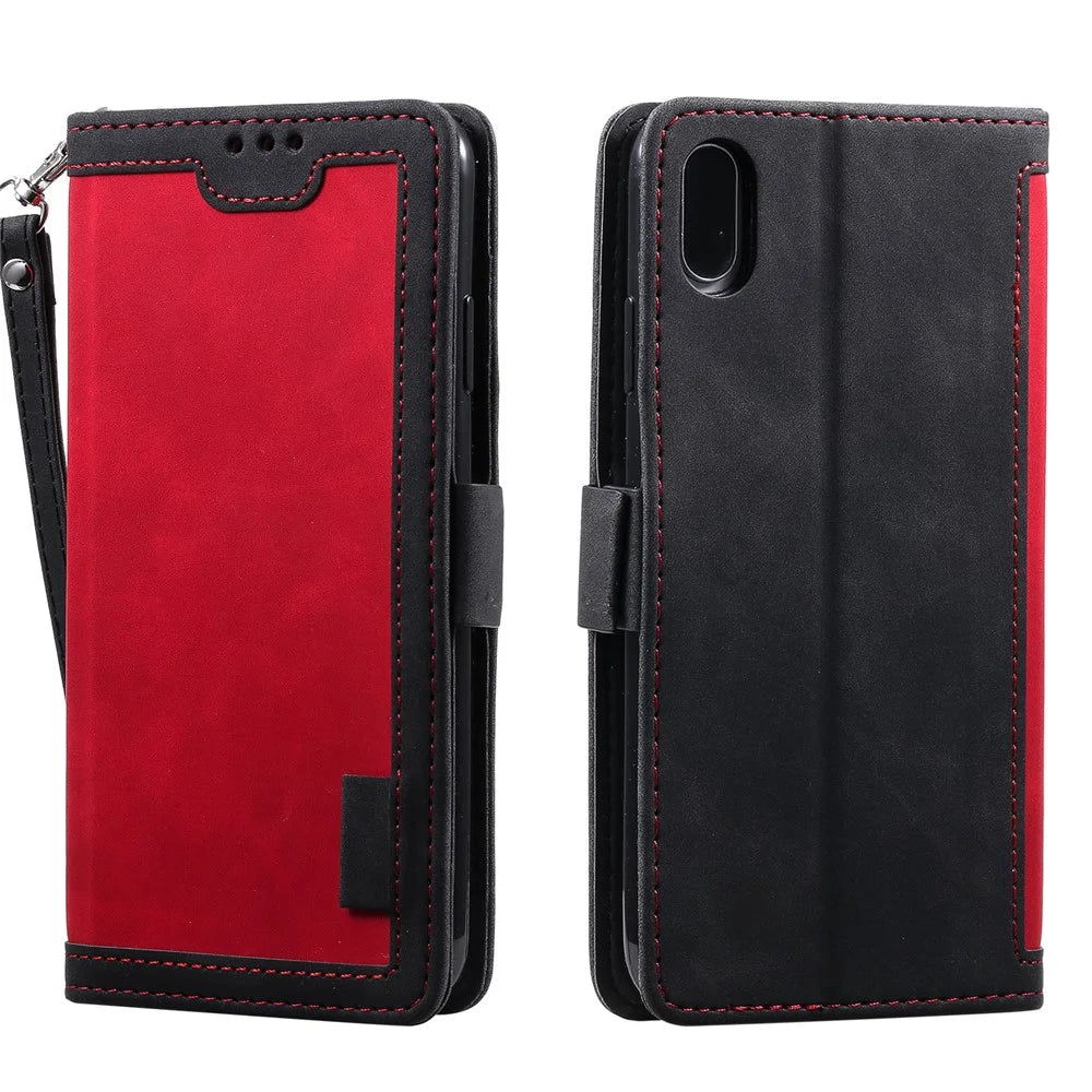 Vintage Splicing Style Wallet Stand Leather Case for iPhone XR 6.1 inch -  Red - 2