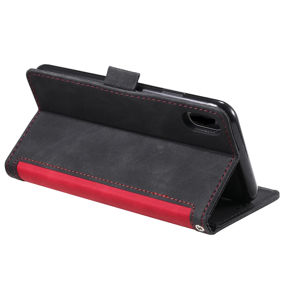 Vintage Splicing Style Wallet Stand Leather Case for iPhone XR 6.1 inch -  Red - 7