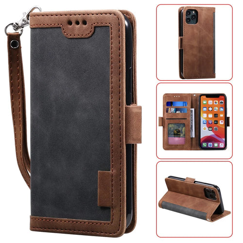 Retro Splicing Leather Covering for iPhone 11 Pro 5.8 inch - Grey - 1