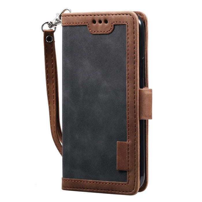 Retro Splicing Leather Covering for iPhone 11 Pro 5.8 inch - Grey - 4
