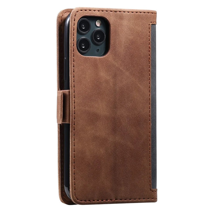 Retro Splicing Leather Covering for iPhone 11 Pro 5.8 inch - Grey - 5