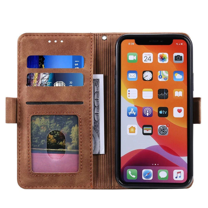 Retro Splicing Leather Covering for iPhone 11 Pro 5.8 inch - Grey - 6