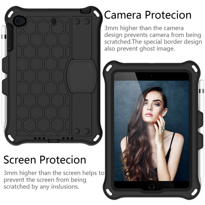 Honeycomb Texture EVA Tablet Hybrid Case with Shoulder Strap for Apple iPad Mini (2019) 7.9 inch/Mini 4/Mini 3/Mini 2/iPad Mini - Black - 2
