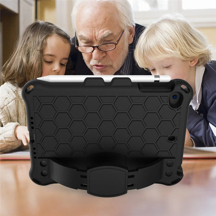 Honeycomb Texture EVA Tablet Hybrid Case with Shoulder Strap for Apple iPad Mini (2019) 7.9 inch/Mini 4/Mini 3/Mini 2/iPad Mini - Black - 4