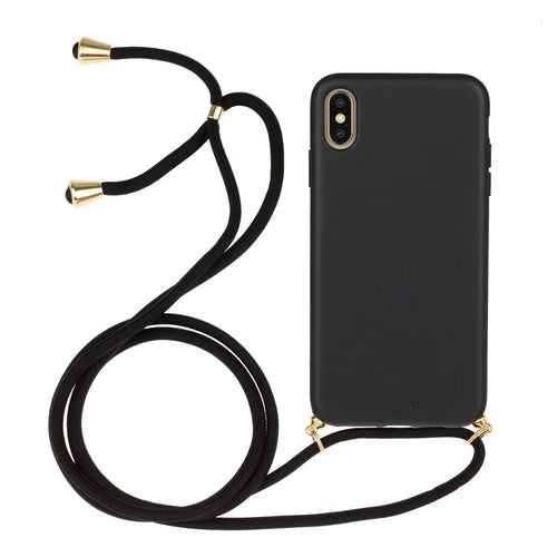 Environmental Natural Wheat Straw Soft TPU Phone Protection Cover with Multi-function Strap for iPhone XS Max 6.5 inch - Black - 1