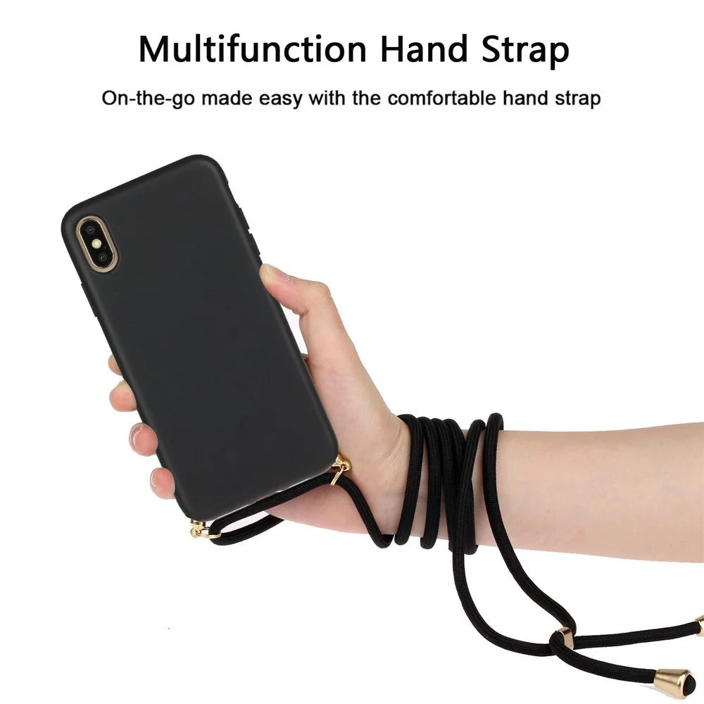 Environmental Natural Wheat Straw Soft TPU Phone Protection Cover with Multi-function Strap for iPhone XS Max 6.5 inch - Black - 3