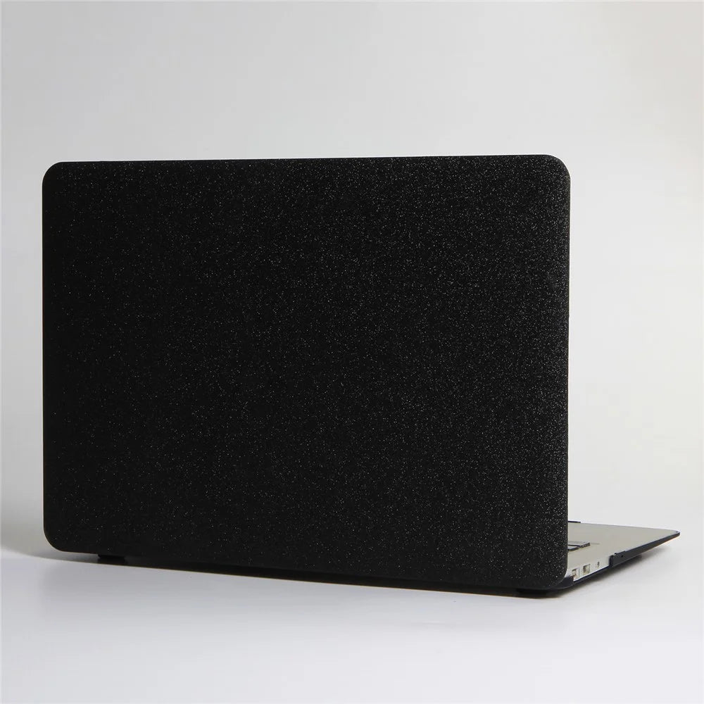 Glittery Surface Matte PU Leather Laptop Case for MacBook Air 13.3" Retina Display A2179 (2020)/ 13.3 inch (2018) A1932 - Black - 3