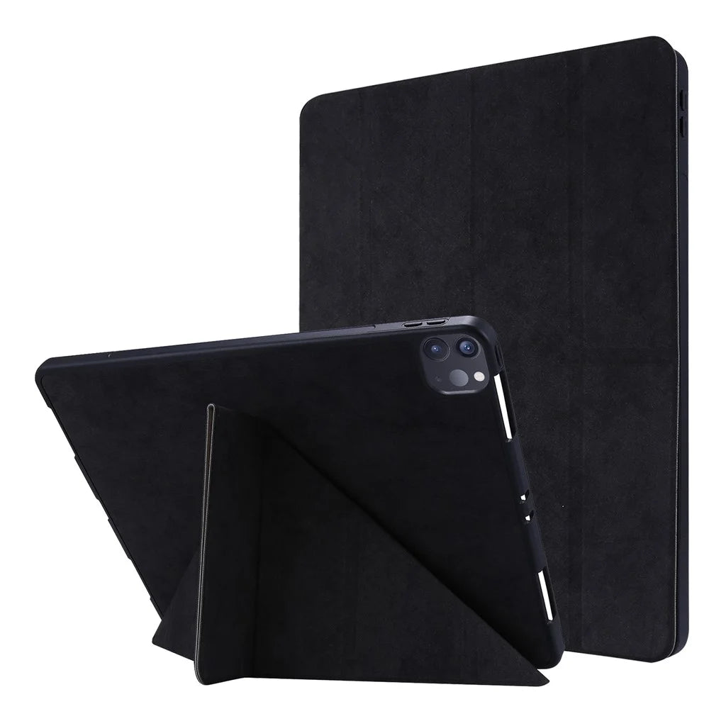 Retro Style Origami Smart Leather Stand Tablet Cover for iPad Pro 11-inch (2022) / (2021)(2020) - Black - 1