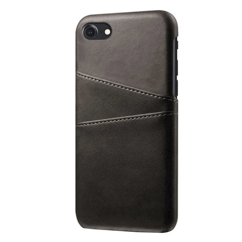 for iPhone 8 / 7 / SE (2020) / SE (2022) 4.7 inch PU Leather Coated PC Case with Dual Card Slots - Black - 5