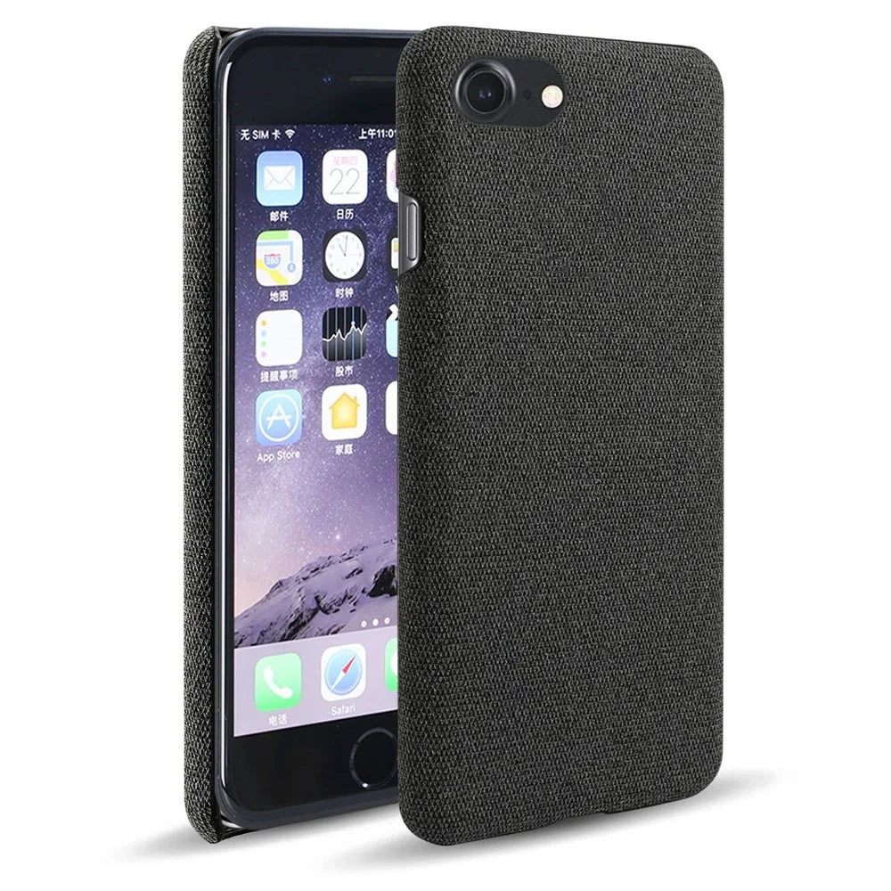 Cloth Texture Hard Plastic Case for iPhone SE (2020) / SE (2022) / 7 / 8 4.7 inch - Black - 1