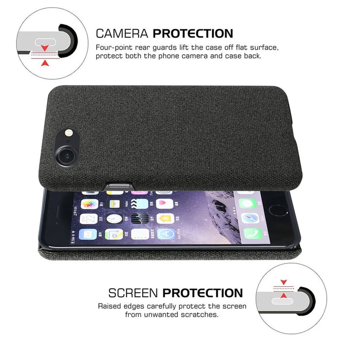 Cloth Texture Hard Plastic Case for iPhone SE (2020) / SE (2022) / 7 / 8 4.7 inch - Black - 5
