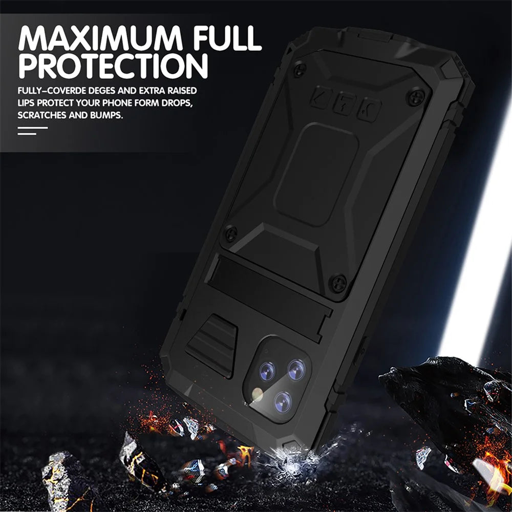 R-JUST Shockproof Dustproof Waterproof 360° Protective Case with Kickstand for iPhone 11 Pro Max 6.5 inch - Black - 4