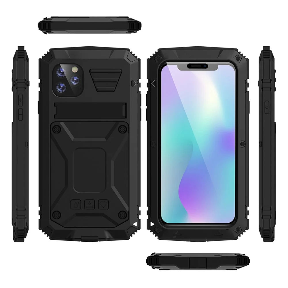 R-JUST Shockproof Dustproof Waterproof 360° Protective Case with Kickstand for iPhone 11 Pro Max 6.5 inch - Black - 5
