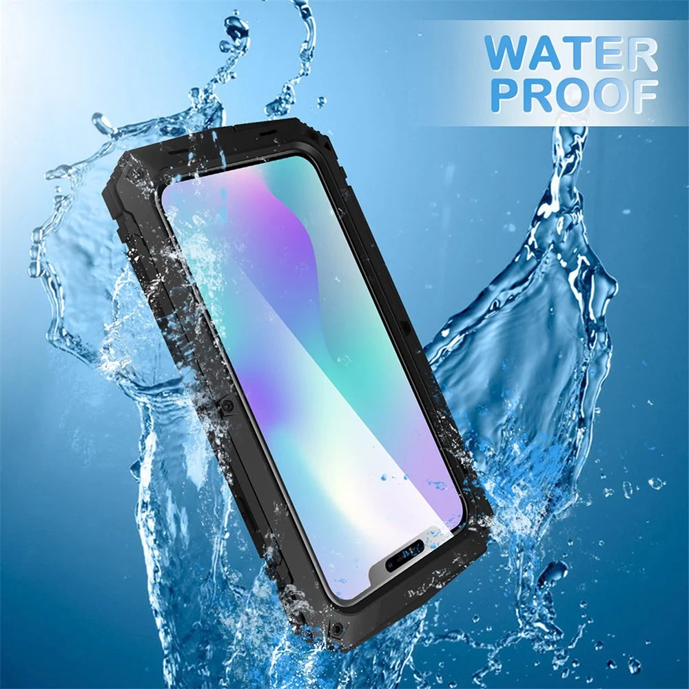 R-JUST Shockproof Dustproof Waterproof 360° Protective Case with Kickstand for iPhone 11 Pro Max 6.5 inch - Black - 6