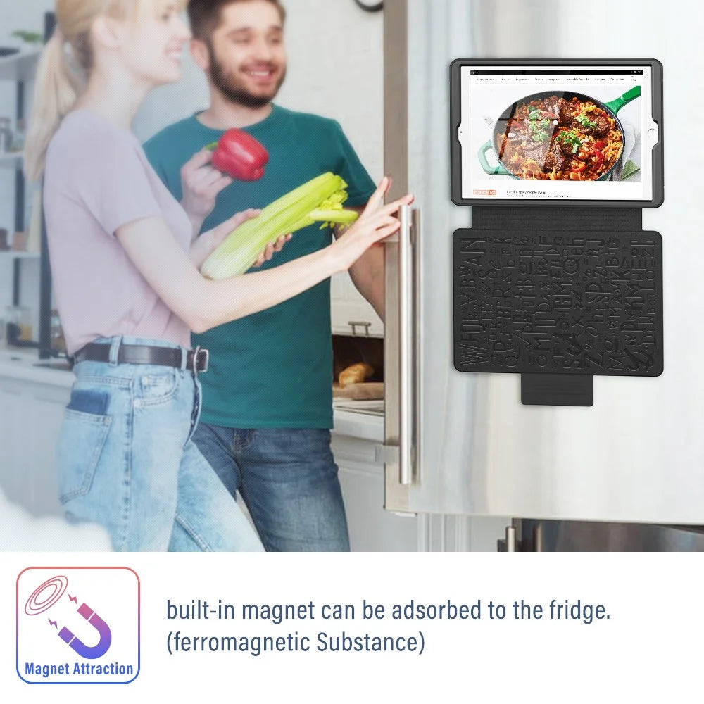 For iPad 10.2 (2020)/(2019) Multi-angle Stand Card Holder Leather Tablet Case Magnetic Closure Cover with Stylus Slot - Black - 7