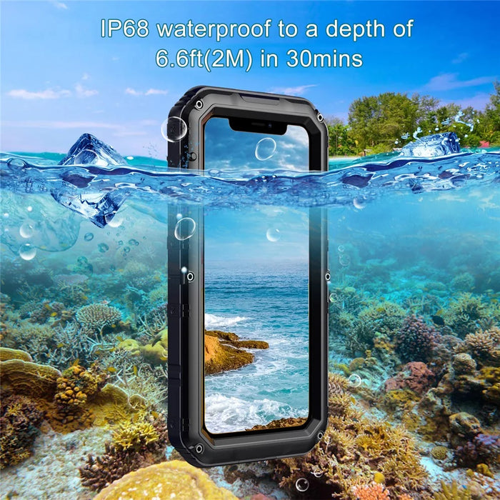 Waterproof PC+Metal+Tempered Glass Shell for iPhone 11 6.1 inch - Black - 3