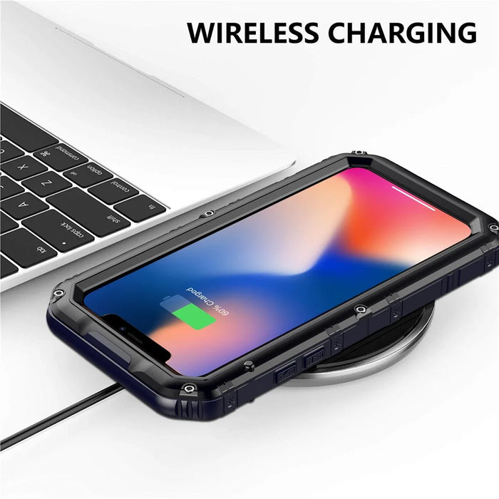 Waterproof PC+Metal+Tempered Glass Shell for iPhone 11 6.1 inch - Black - 6
