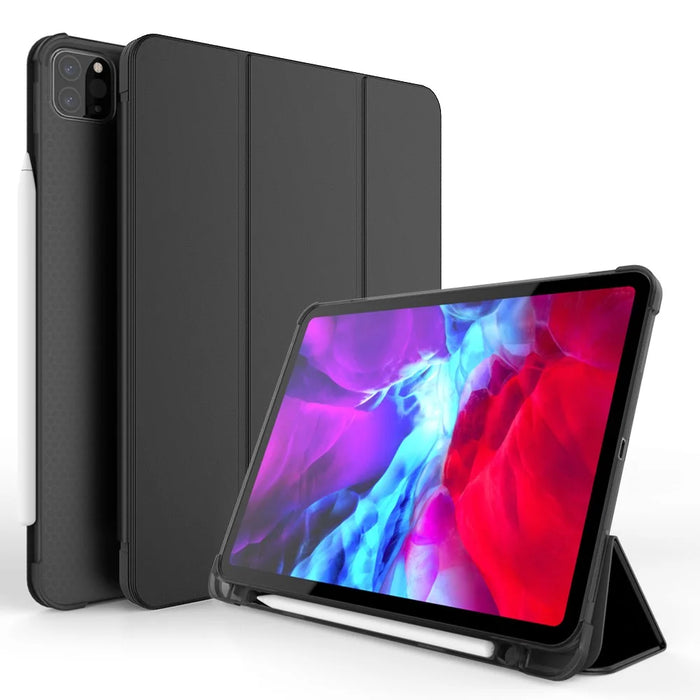 Tri-fold Stand Smart Leather Case with Pen Slot for iPad Pro 11-inch (2021)(2020)(2022) - Black - 1