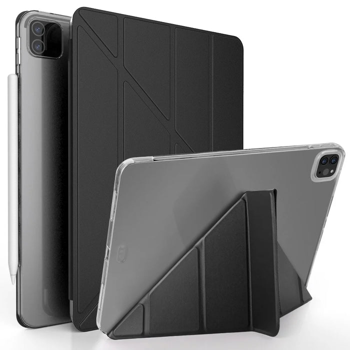 For iPad Pro 11-inch (2022) / (2021)(2020) Tri-fold Stand Leather Protective Tablet Cover Case - Black - 4