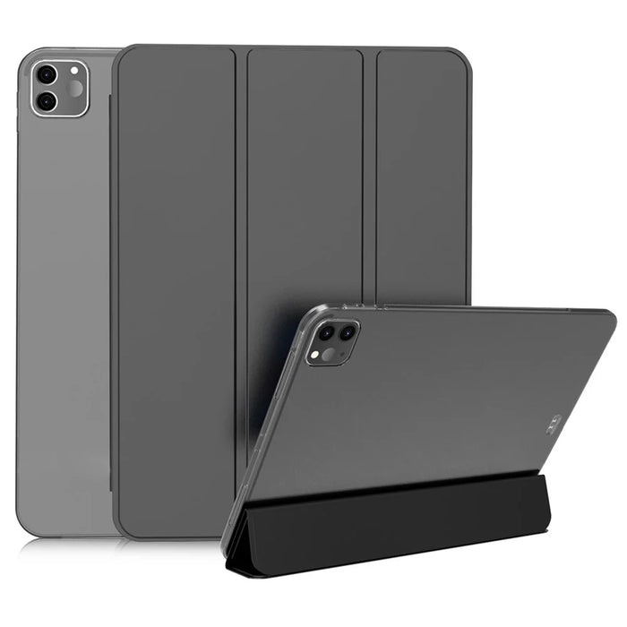 For iPad Pro 11 (2022) / (2021) / (2020) Tri-fold Stand Protective Cover Smart Wake / Sleep TPU Leather Tablet Case - Black - 1