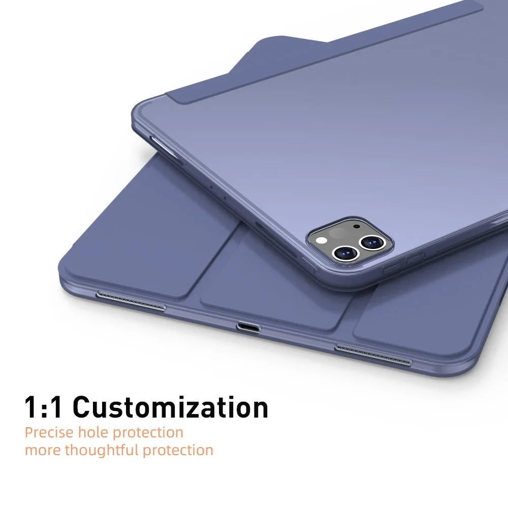 For iPad Pro 11 (2022) / (2021) / (2020) Tri-fold Stand Protective Cover Smart Wake / Sleep TPU Leather Tablet Case - Black - 6