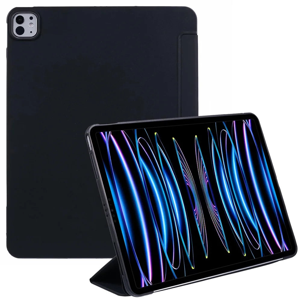 Tri-Fold Stand Smart Wake / Sleep TPU Leather Tablet Cover for iPad Air 13 (2026) / (2025) / (2024) / Pro 12.9 (2022) (2021) (2020) - Black - 1