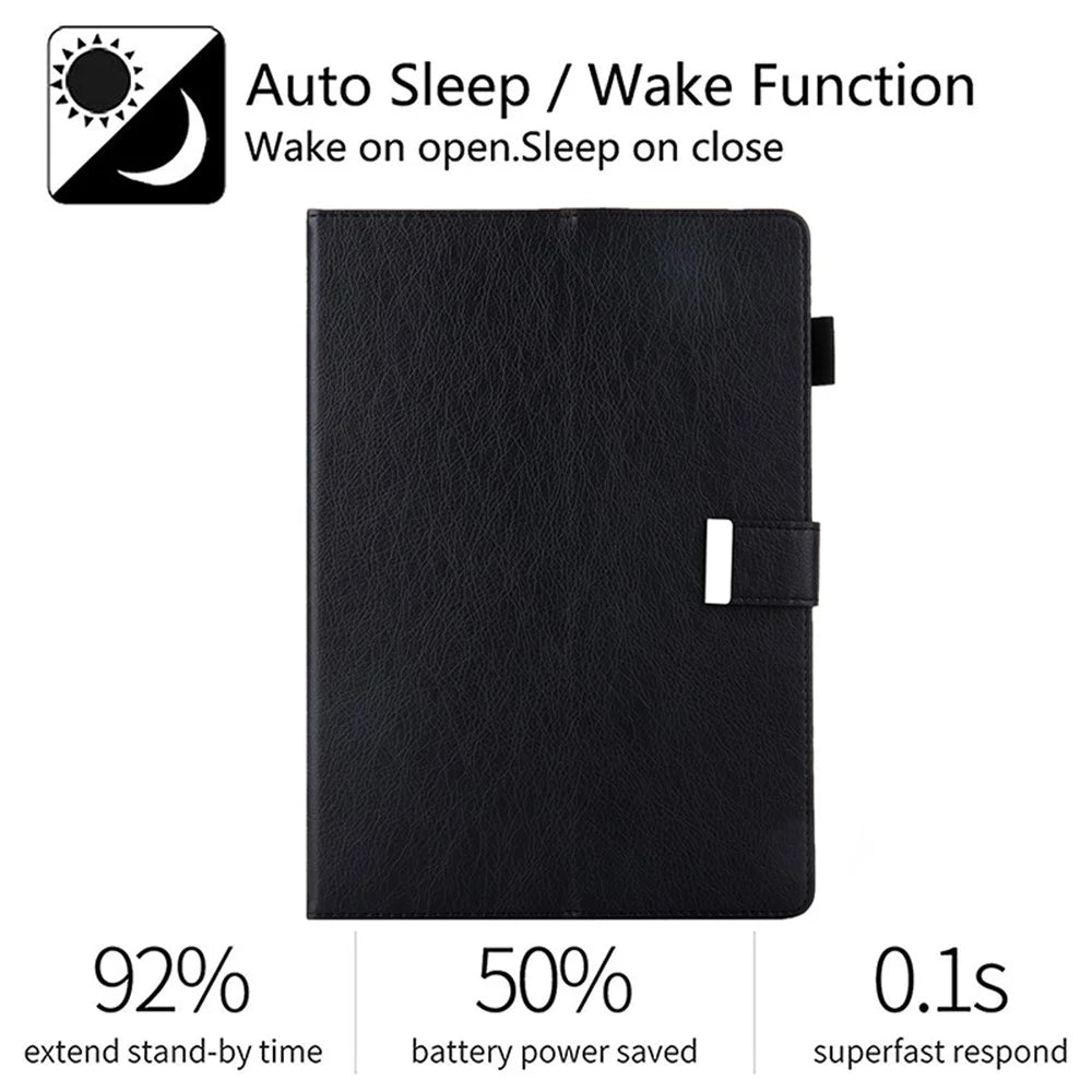 For iPad Air 11 (2026) / (2025) / (2024) / Air (2020) (2022) / Pro 11 (2022)(2021) (2020) (2018) Leather Smart Cover Stand with Hand Strap - Black - 3