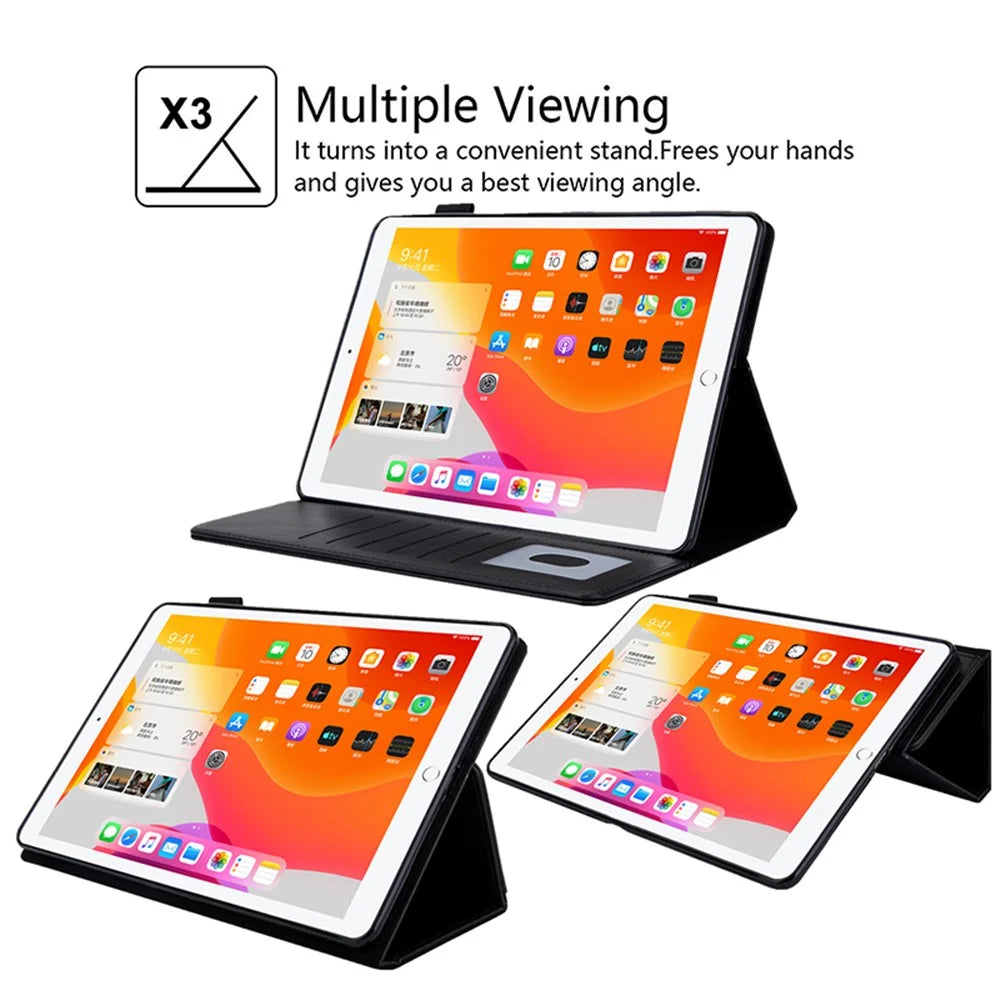 For iPad Air 11 (2026) / (2025) / (2024) / Air (2020) (2022) / Pro 11 (2022)(2021) (2020) (2018) Leather Smart Cover Stand with Hand Strap - Black - 5
